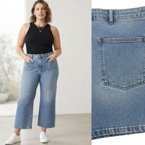 NWT Joie Wide-Leg Crop Patch Pocket High Rise Light Wash Jeans B0028XD611W3 16